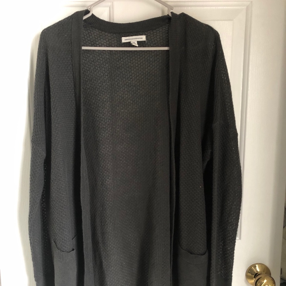 American Eagle Charcoal Oversized Knit Cardigan